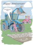 Wedding Anniversary Card - Farm Tractor Bucket Silo Pink Blue - Funny Gift Envy