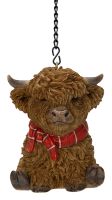 Vivid Arts Highland Cow Cattle With Scarf Hanging Decoration H8cm