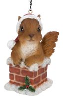 Christmas Squirrel in Chimney Hanging Decoration H8cm - Vivid Arts BG-HC76-G