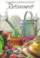 Retirement Card - Watering Can & Vegetables - Garden