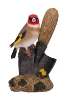 Goldfinch Bird on Trowel - Lifelike Garden Ornament - Indoor Outdoor - Vivid Arts