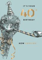 40th Birthday Card - Male - Emu - King Street Ling Design