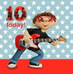 10th Birthday Card - Boy Guitar - Ferdie & Friends