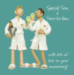 Wedding Anniversary Card - Son & Son in law - One Lump Or Two