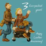 Wedding Anniversary Card - 3rd 3 Years Leather Jacket One Lump Or Two