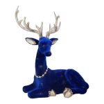 Deer Blue Gold Velvet Fabric Ornament - Gisela Graham