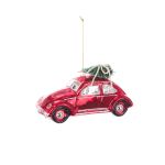 Beetle Car & Tree Glass Christmas Tree Decoration - Floralsilk