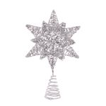 Silver Star Glitter Tree Topper - 18cm - Christmas - Floralsilk