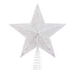 White & Silver Star Tree Topper - 31cm - Christmas - Floralsilk