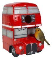 Vivid Arts London Red Bus & Robin Garden Birdhouse