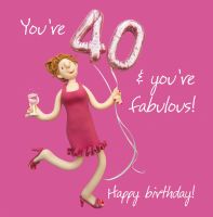 40th Female Birthday Card - Fabulous Balloon One Lump Or Two