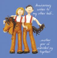 Wedding Anniversary Card - Other Half Horse Suit Husband Wife Funny One Lump Or Two