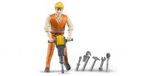 Construction Worker Figure & Accessories - Bruder 60020 Scale 1:16