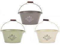 Vintage Style Oval Metal Bucket Garden Planter - 3 Colours