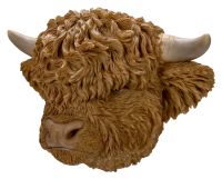 Highland Cattle Cow Wall Planter - Lifelike Garden Ornament - Resin Vivid Arts