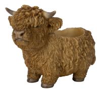 Highland Cattle Cow Planter - Lifelike Garden Ornament - Resin Vivid Arts