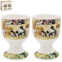 Collie & Sheep Tractor Farm Fine China Egg Cups Set of 2 - Lesser & Pavey