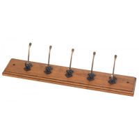 Hooks - Wooden Distressed Look 5 Coat Hooks