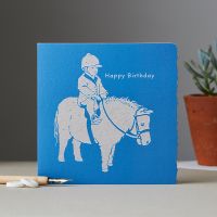 Happy Birthday Card - Cute Pony Horse Blue