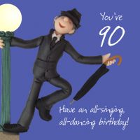 90th Male Birthday Card - Singing Dancing One Lump Or Two