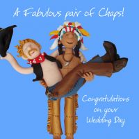 Wedding Day Card - Civil Partnership Male Chaps Gay Couple One Lump Or Two