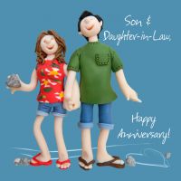 Wedding Anniversary Card - Son & Daughter in Law Funny One Lump Or Two