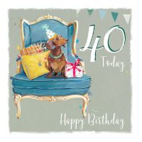 40th Birthday Card - Dachshund Dog - The Wildlife Ling Design