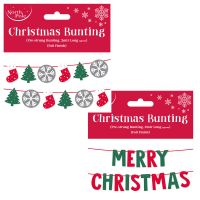 Christmas Bunting - Merry Xmas Icons - 2m Foil Pre-Strung