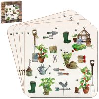 Green Fingers Garden Tools Coasters - Set of 4 - Lesser & Pavey