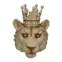 Gold Resin Lion Head With Crown Vase Ornament Decoration - Gisela Graham