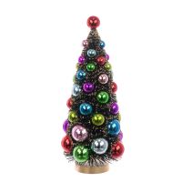 Glitter Tree With Bright Coloured Glass Baubles - 34cm - Christmas - Floralsilk