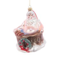 Santa in Hot Tub Christmas Tree Decoration Glass - Floralsilk