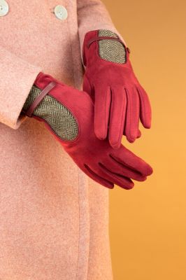 Powder UK Ladies Genevieve Faux Suede Gloves - Berry & Tweed