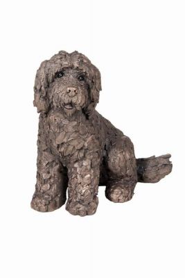 Cockapoo Dog Sitting Cold Cast Bronze Ornament - Lucy - Frith Sculpture