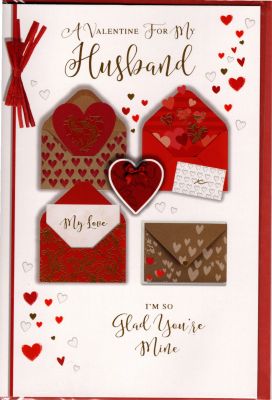 Valentine's Day Card - Husband My Love Envelopes Foiled - Simon Elvin