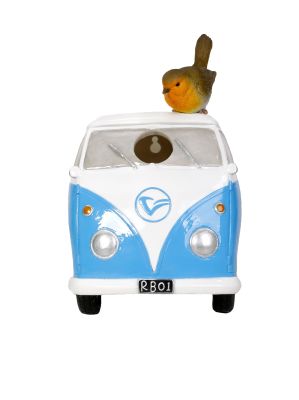 Vivid Arts Campervan Blue & Robin Garden Birdhouse