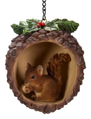 Christmas Squirrel In Pine Cone Hanging Decoration H7cm - Vivid Arts BG-PC22-G