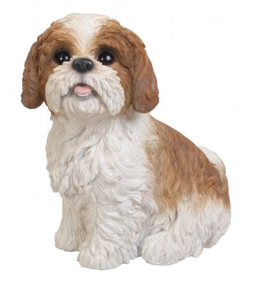 Shih Tzu Dog - Brown Sitting Lifelike Garden Ornament - Indoor or Outdoor - Real Life Vivid Arts