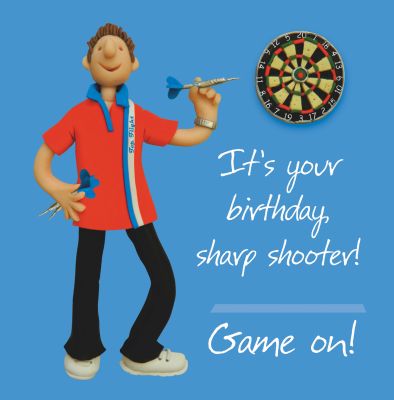 Birthday Card - Male Darts Game On - One Lump Or Two