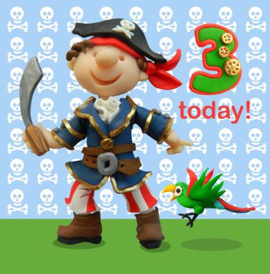 3rd Birthday Card - Boy Pirate - Ferdie & Friends