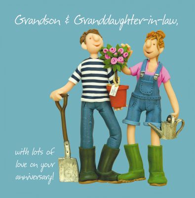 Wedding Anniversary Card - Grandson & Granddaughter in law - One Lump Or Two