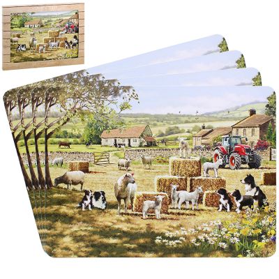 Collie & Sheep Farm Tractor Table Placemats - Set of 4