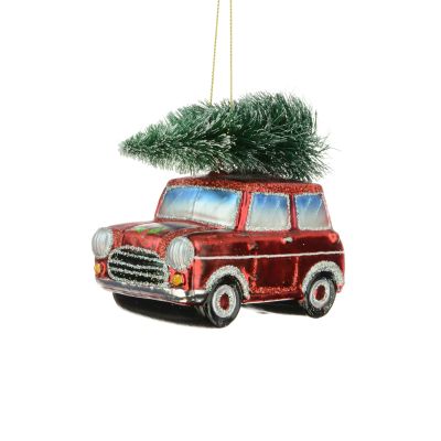 Mini Car & Tree Christmas Tree Decoration Glass - Floralsilk