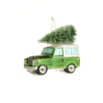 Land Rover Green & Tree Christmas Tree Decoration Glass - Floralsilk