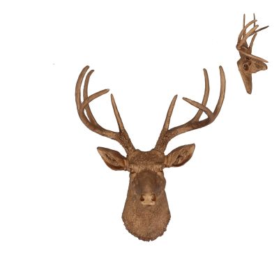 Gold Resin Stag Head Wall Plaque Decoration - Gisela Graham