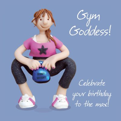 Birthday Card - Female Gym Goddess - One Lump Or Two