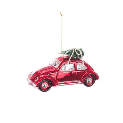 Beetle Car & Tree Glass Christmas Tree Decoration - Floralsilk