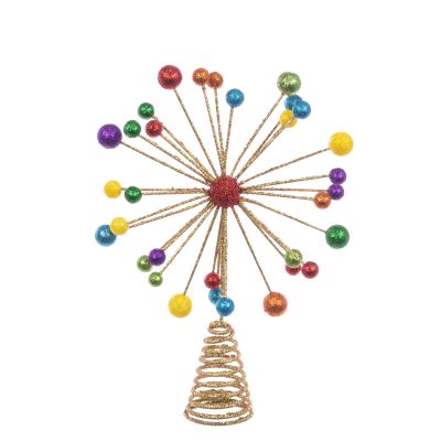 Rainbow Glitter Tree Topper - 29cm - Christmas - Floralsilk