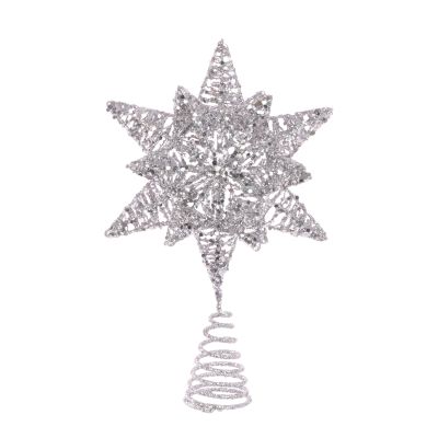 Silver Star Glitter Tree Topper - 18cm - Christmas - Floralsilk