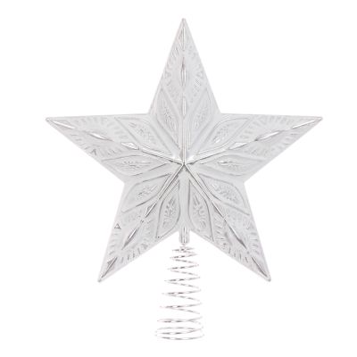 White & Silver Star Tree Topper - 31cm - Christmas - Floralsilk